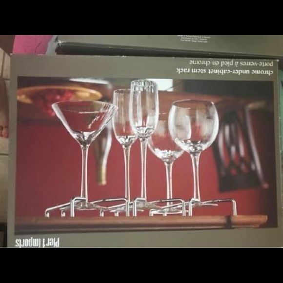 Pier 1 Imports stainless steel wine rack. Attaches under any cabinet or shelve. - Picture 3 of 4